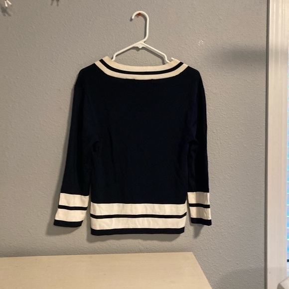 Perri Cutten White And Navy Long Sleeve T-Shirt - Picture 3 of 5